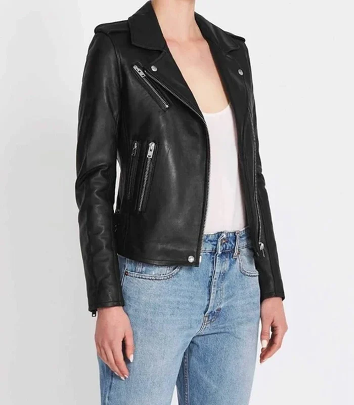 Womens Iconic Rave Black Sheepskin Leather Jacket