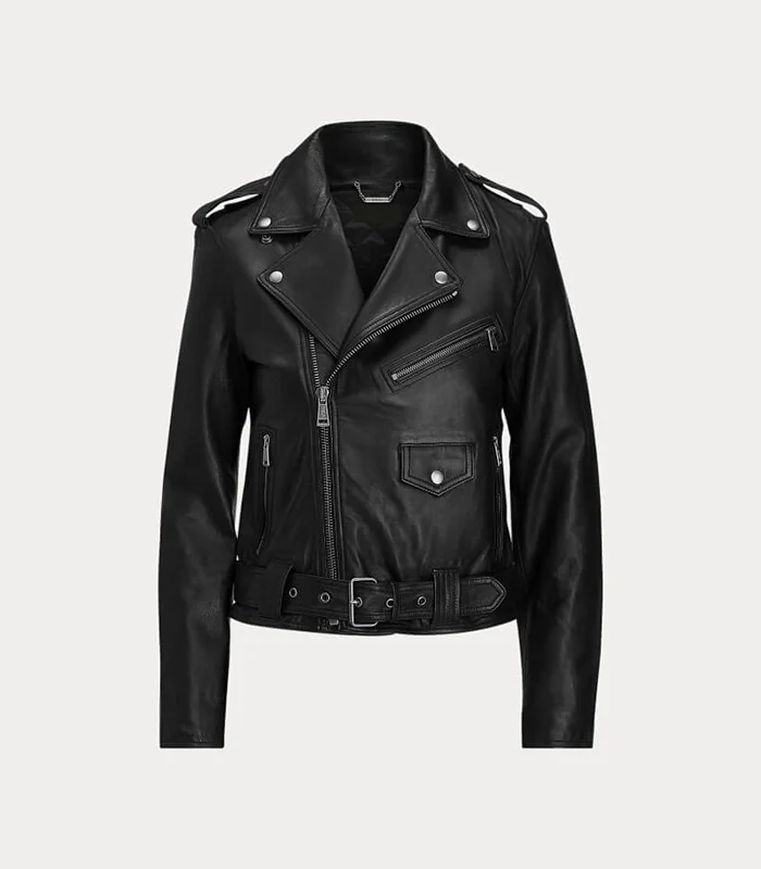 Womens Moto Lambskin Leather Jacket