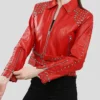 Women’s Red Studded Leather Jacket