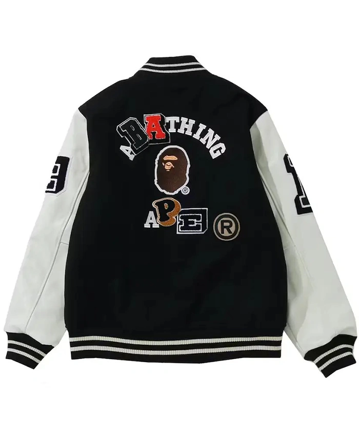 Buy BAPE Crazy Patch Black & White Varsity Jacket