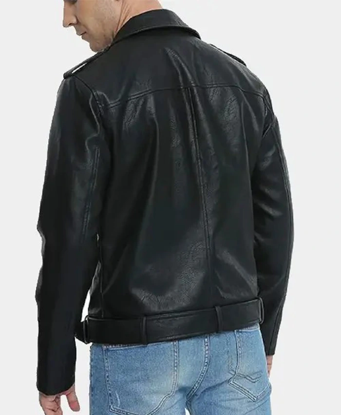 Buy Men Motorcycle Black Leather Jacket