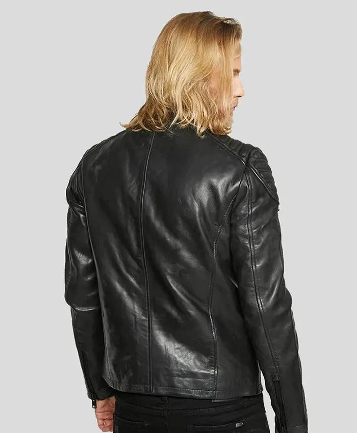 Buy Men's Black Motorcycle Quilted Leather Jacket