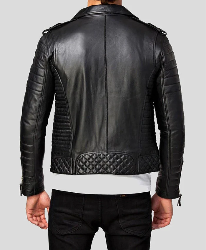 Buy Men's Black Quilted Leather Biker Jacket