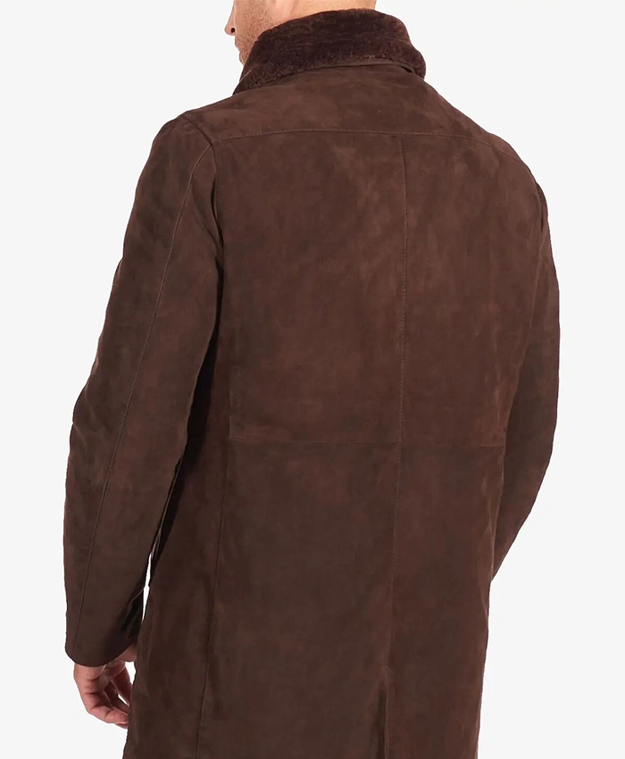 Buy Men’s Dark Brown Suede Leather Trench Coat