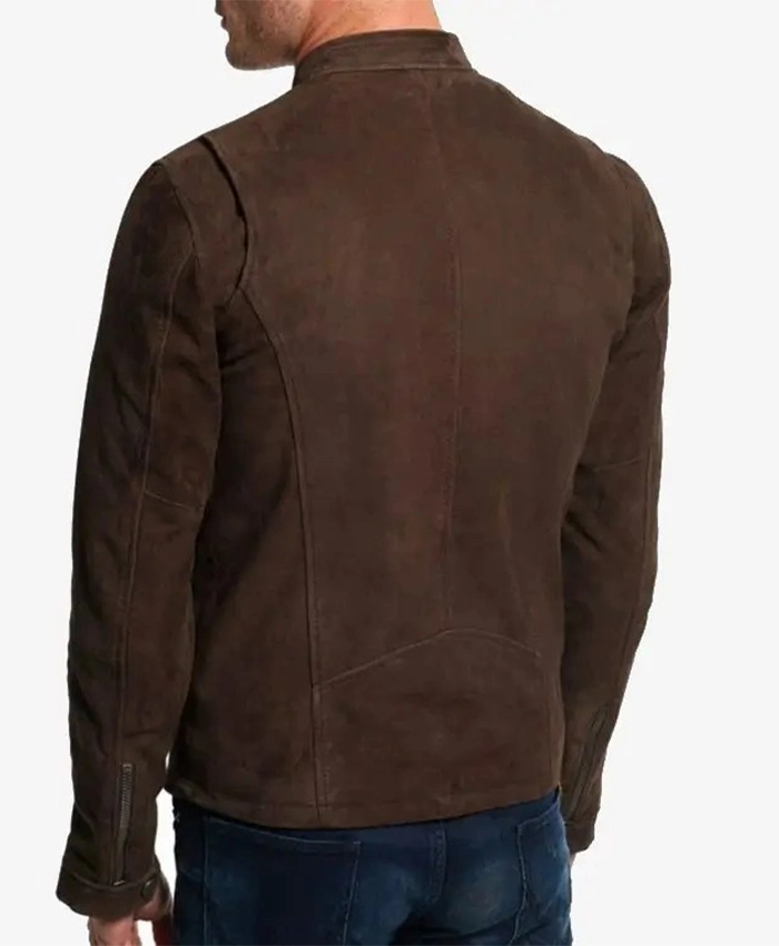 Buy Men’s Dark Brown Suede Trucker Leather Jacket