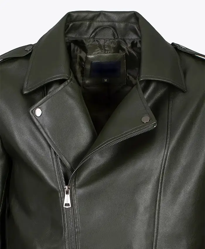 Buy Mens Olive Green Biker Leather jacket