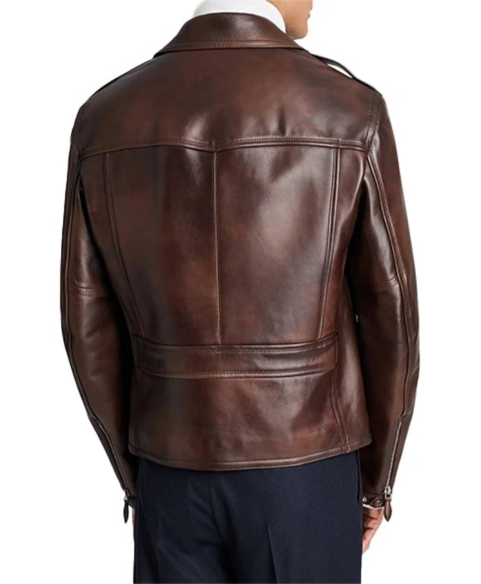 Buy Men's Shine Brown Motorcycle Leather Jacket