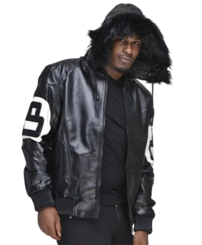 David Puddy 8 Ball Black Leather Bomber Jacket