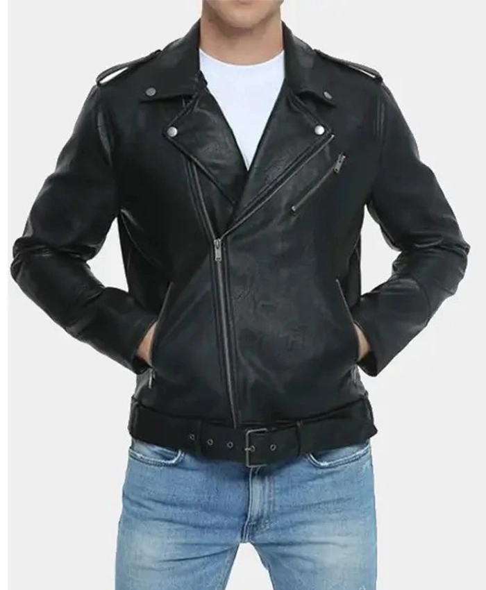 Mens Motorcycle Black Leather Jacket