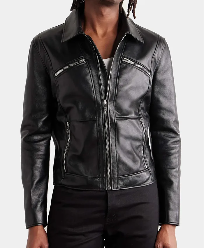 Men's Biker Cropped Leather Jacket