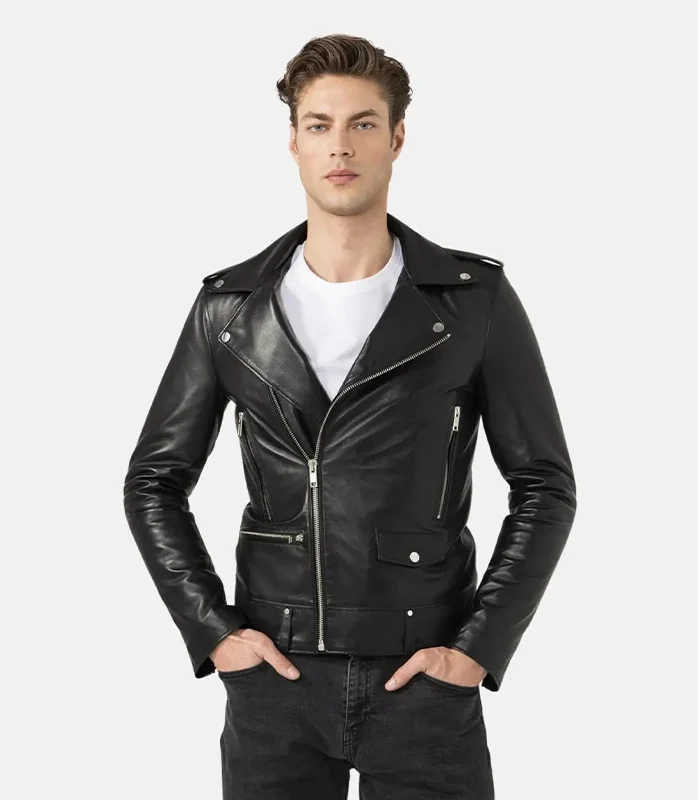 Men's Black Biker Leather Jacket