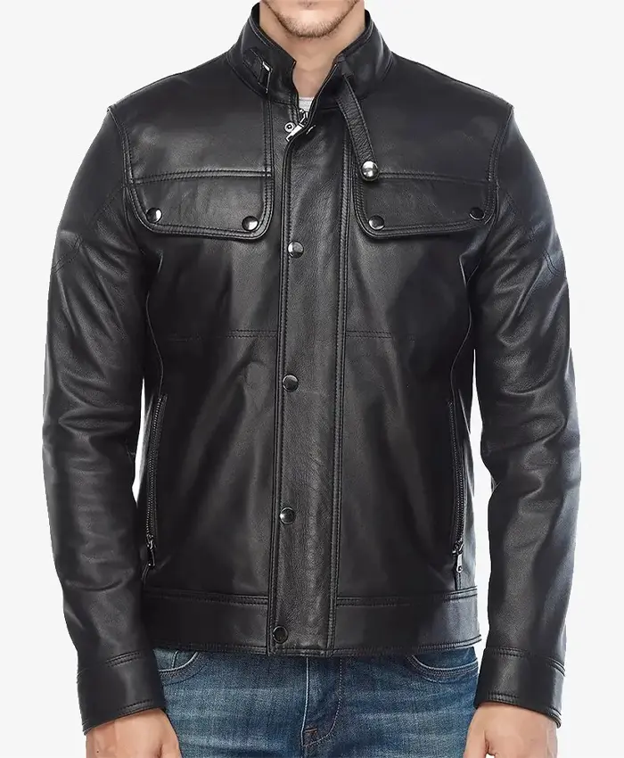 Men's Black Classic Leather Biker Jacket