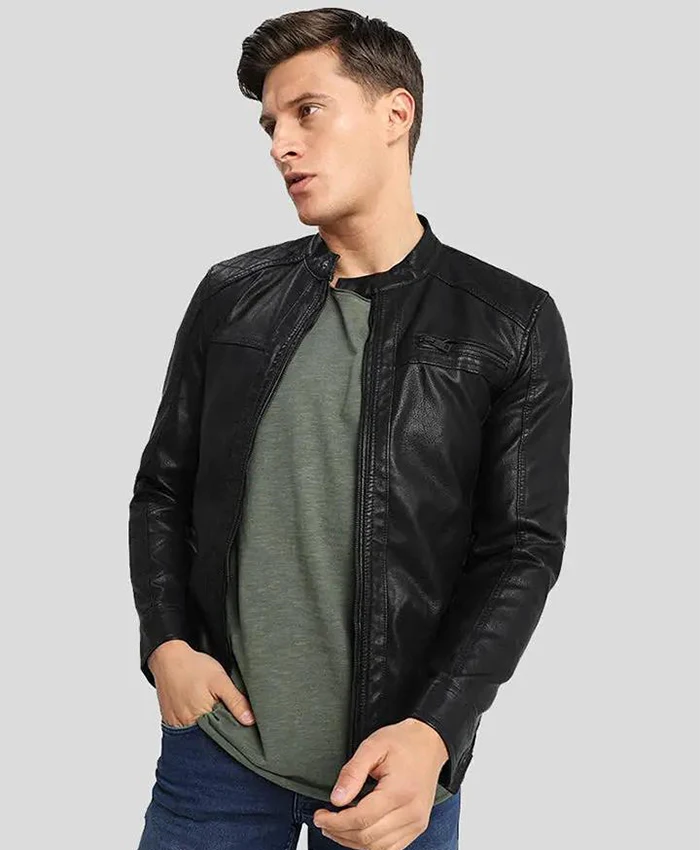 Men's Black Motorcycle Leather Jacket