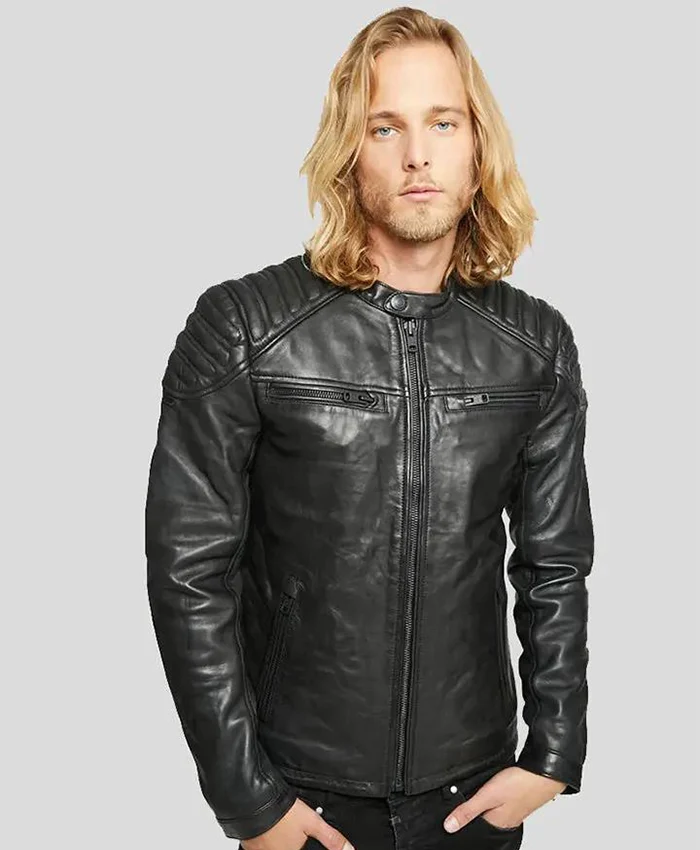 Men's Black Motorcycle Quilted Leather Jacket