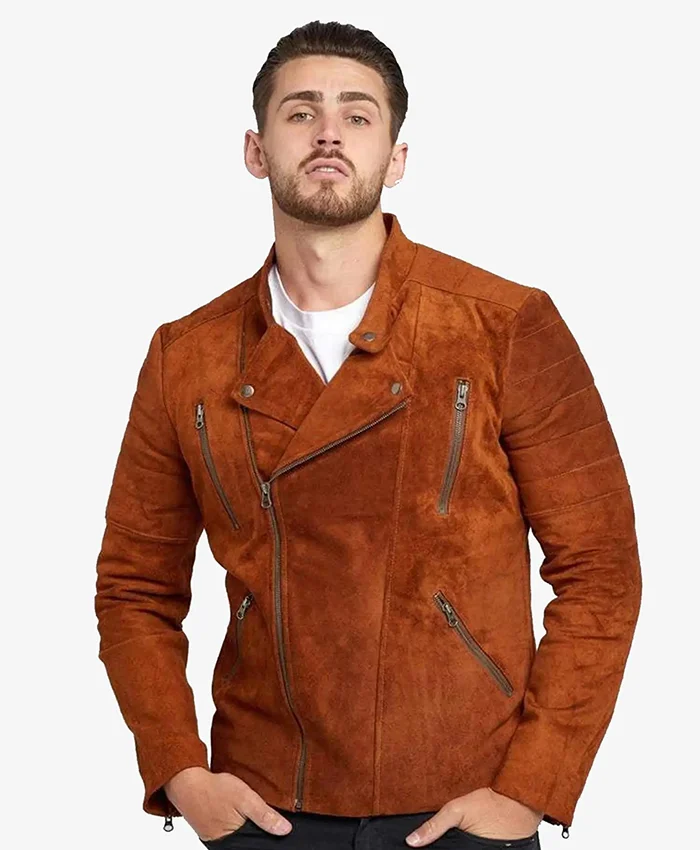 Men’s Brown Biker Suede Leather Jackets