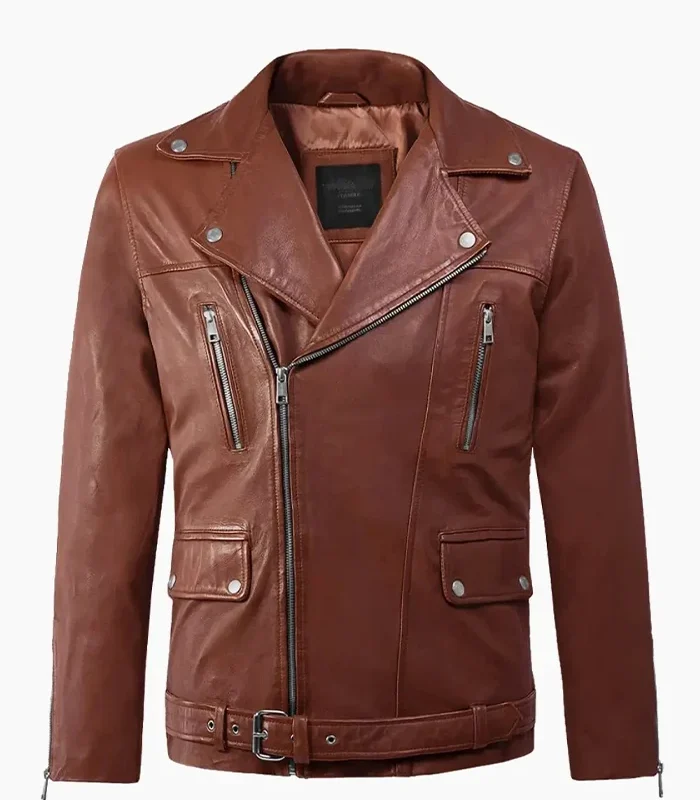 Mens Canyon Brown Biker Leather Jacket