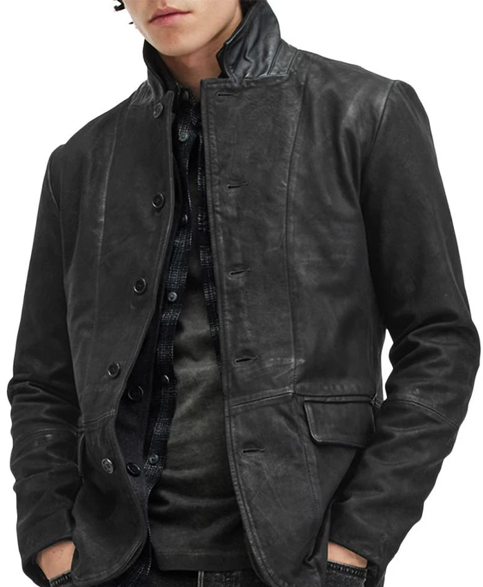 Mens Mate Black Goatskin Leather Jacket