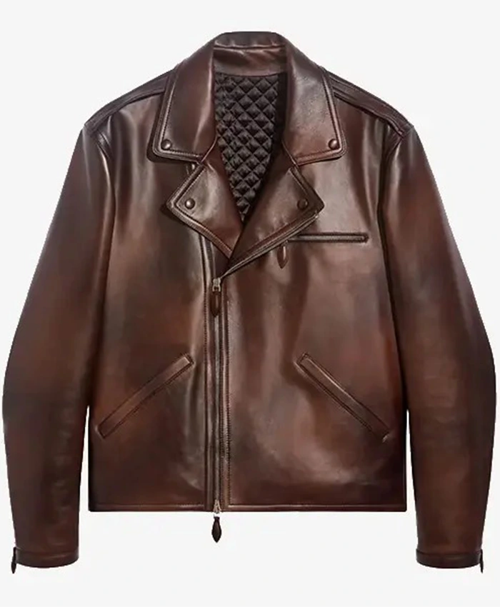 Men's Shine Brown Motorcycle Leather Jacket