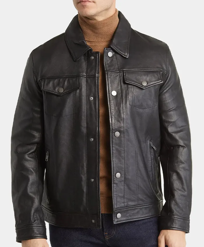 Men's Trcuker Biker Leather Jacket