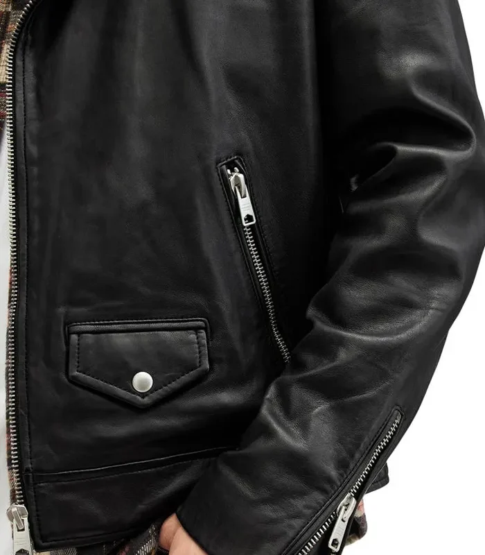 Order Mens Asymmetric Zip Biker Leather Jacket