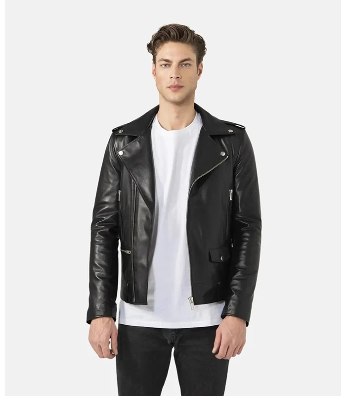 Purchased Men's Black Biker Leather Jacket